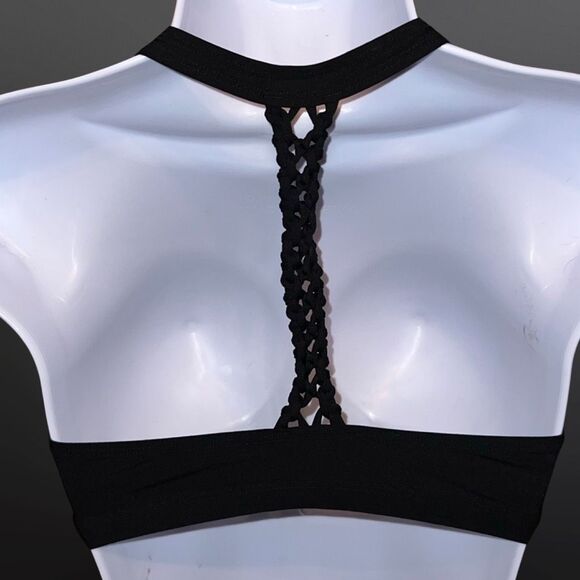 Athleta Black Rope Back Sports Bra Size Medium 34 B/C - Picture 5 of 5
